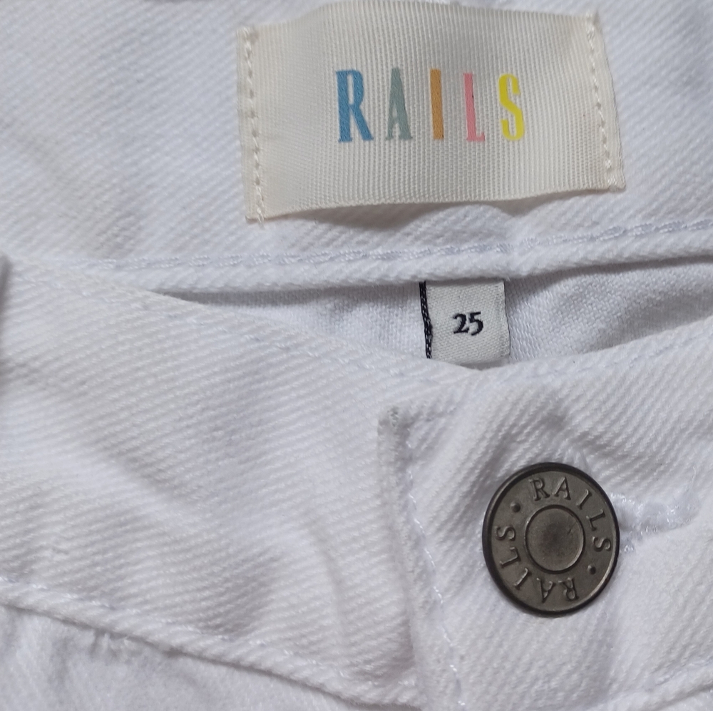 Rails Atwater Slouchy Straight Jeans White Blanche 25W NWT High Rise Boho - Picture 8 of 15